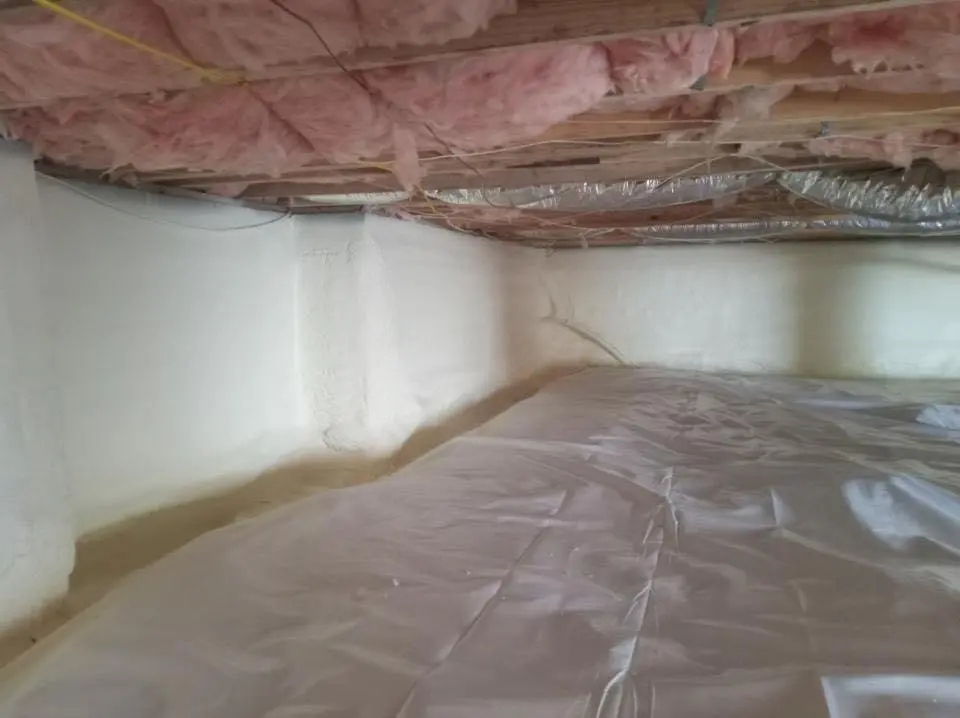Crawl space encapsulation with closed-cell spray foam for Flat Roof Repair in Huntley